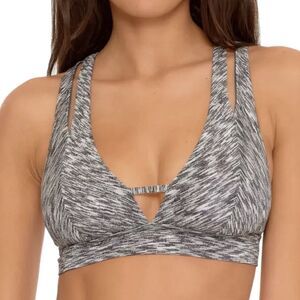 BECCA Sundance Split Halter Bikini Top - Gray - Size Small